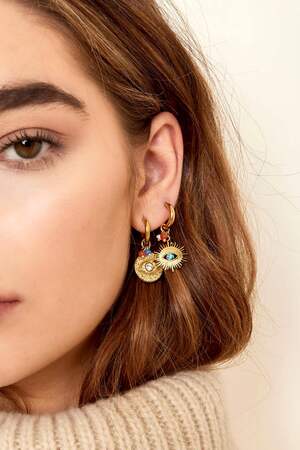 Earrings eye with beads Gold Color Stainless Steel h5 Picture3