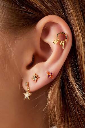 Piercing flor pequeña - colección Sparkle Naranja & Color dorado Cobre h5 Imagen4