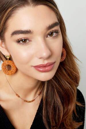 Boucles d'oreilles perles avec détail coeur Marron Alliage h5 Image2