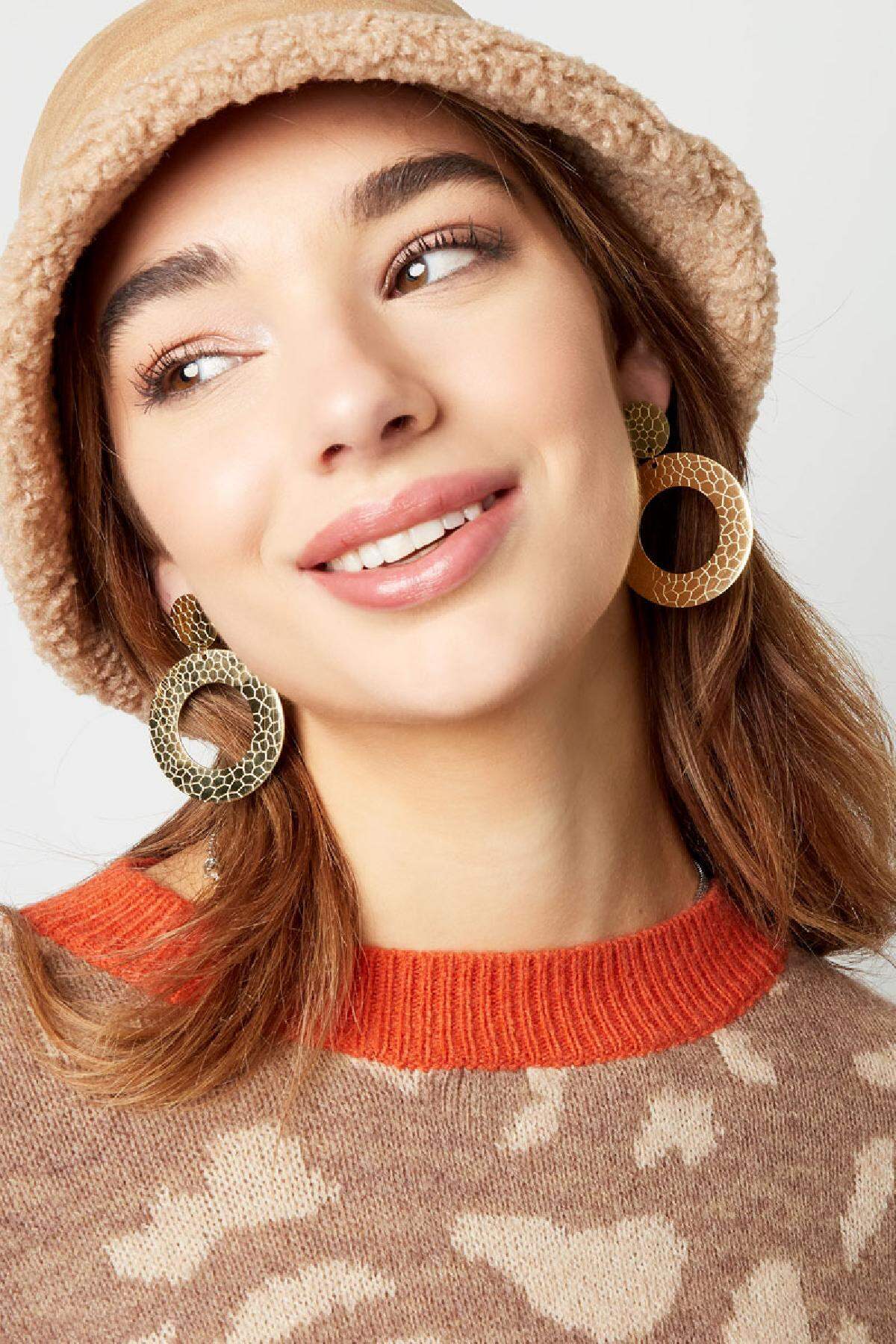 Earrings with print Silver Color Stainless Steel 2