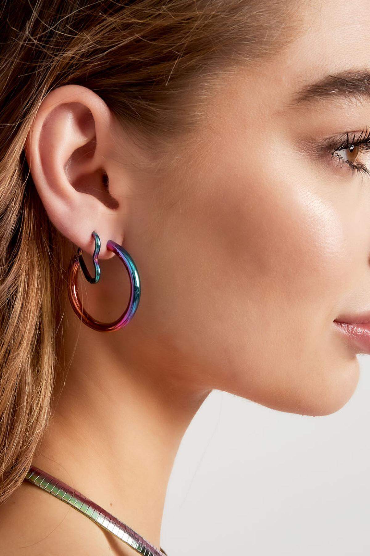 Pendientes holográficos Multicolor Acero inoxidable Imagen3