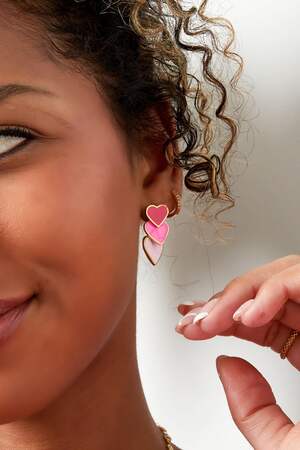 Earrings colorful hearts Purple Stainless Steel h5 Picture2