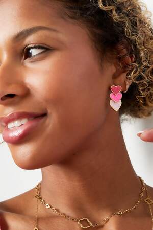 Earrings colorful hearts Purple Stainless Steel h5 Picture3