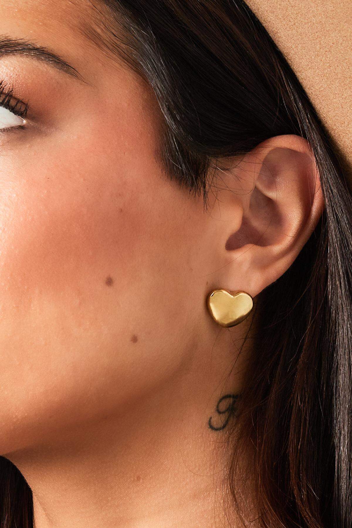 Pendientes corazón Color dorado Acero inoxidable h5 Imagen3