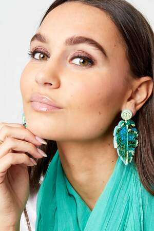 Pendientes con cuentas de hojas Verde Glass h5 Imagen2