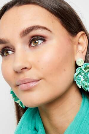 Pendientes con cuentas de hojas Verde Glass h5 Imagen4