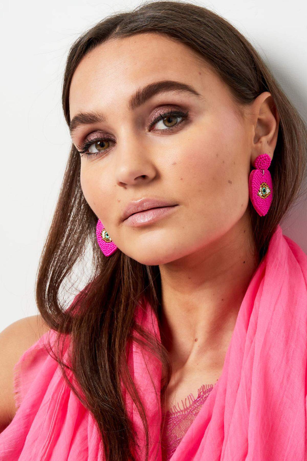 Pendientes de cuentas con ojo Fucsia Glass Imagen2