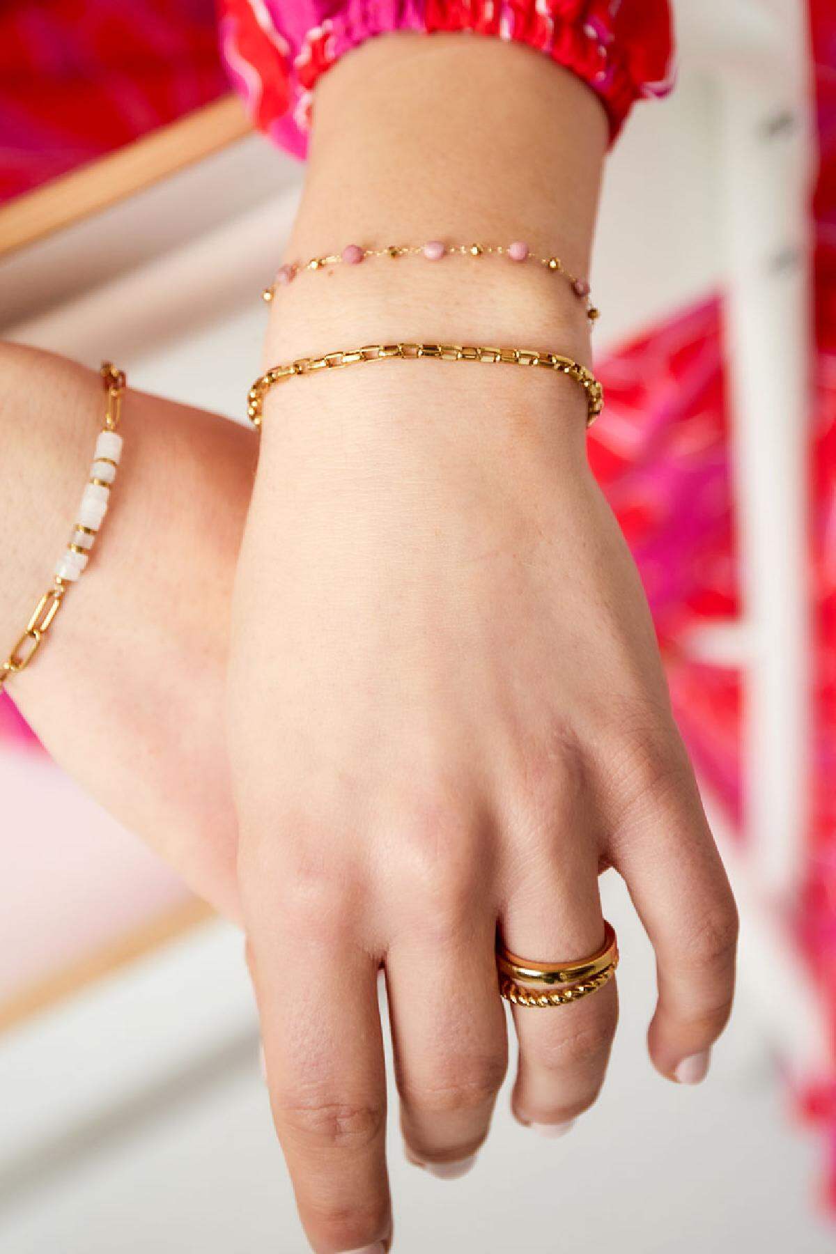 Schakelarmband vierkant Goud kleur Stainless Steel h5 Afbeelding2