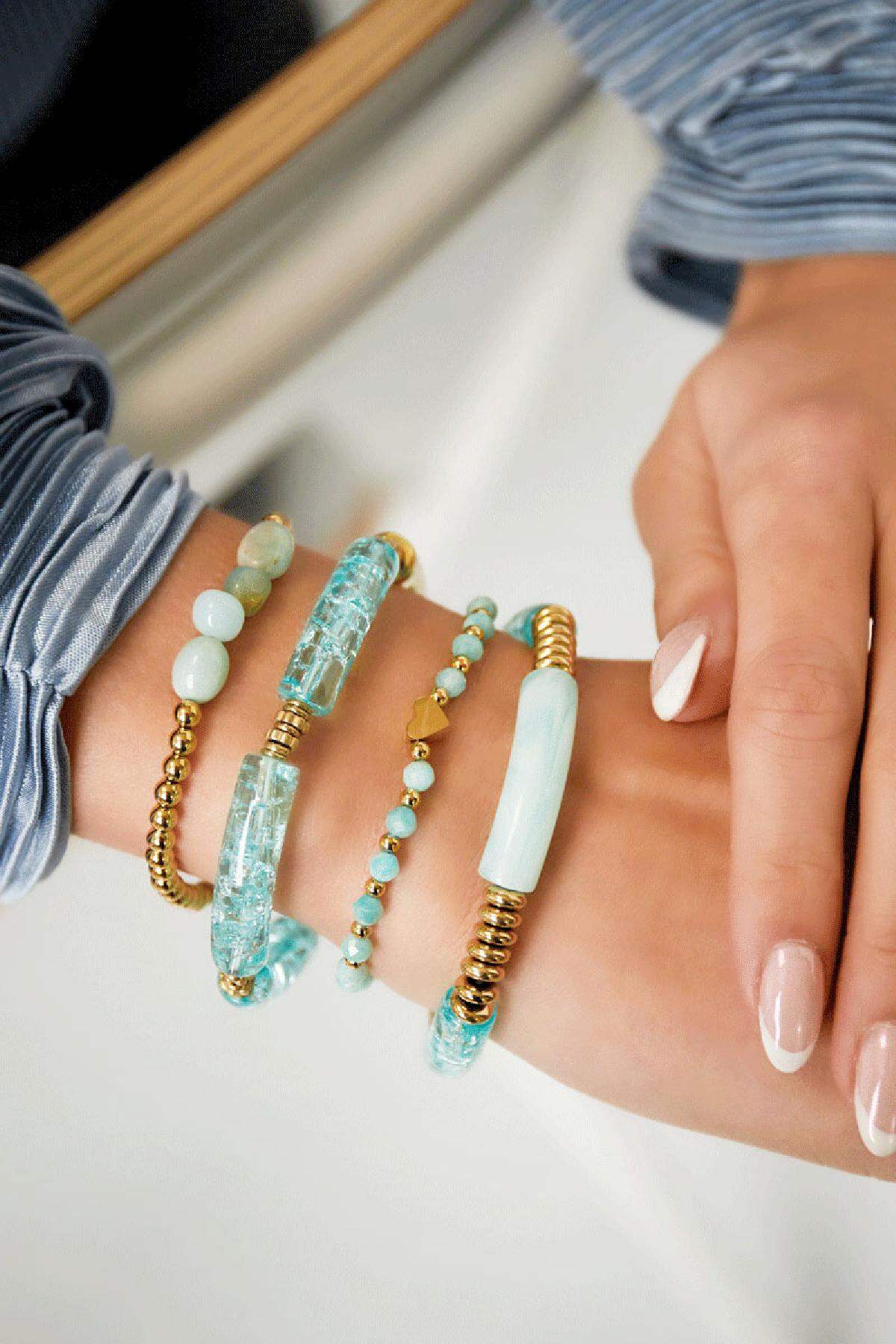 Cuentas de pulsera de tubo Gris y Color dorado Acrílico h5 Imagen2