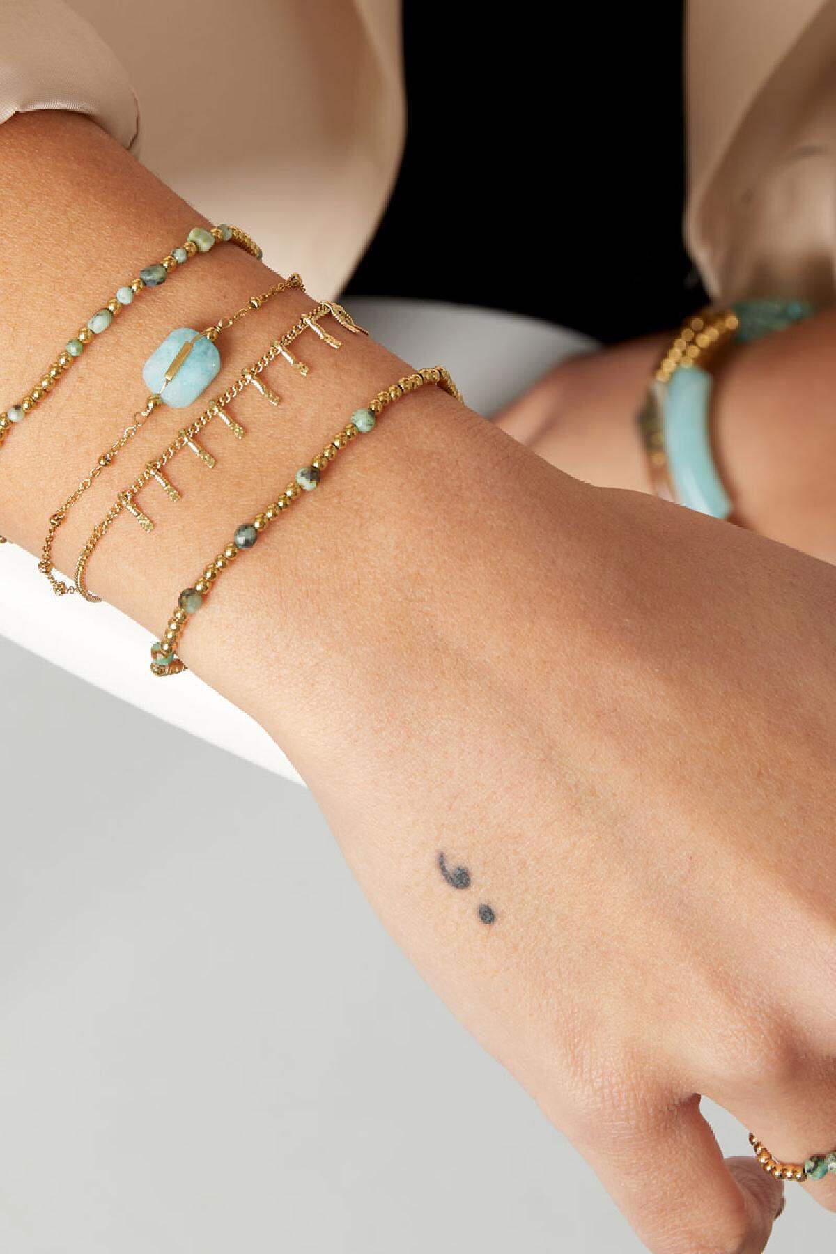 Armband met details - Natuurstenen collectie Oranje & Goud kleur Stone Afbeelding2