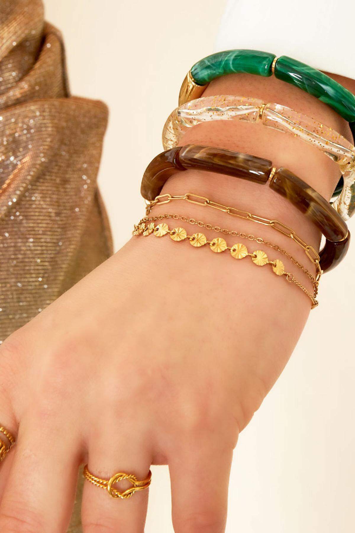 Pulsera 3 capas Color dorado Acero inoxidable Imagen2
