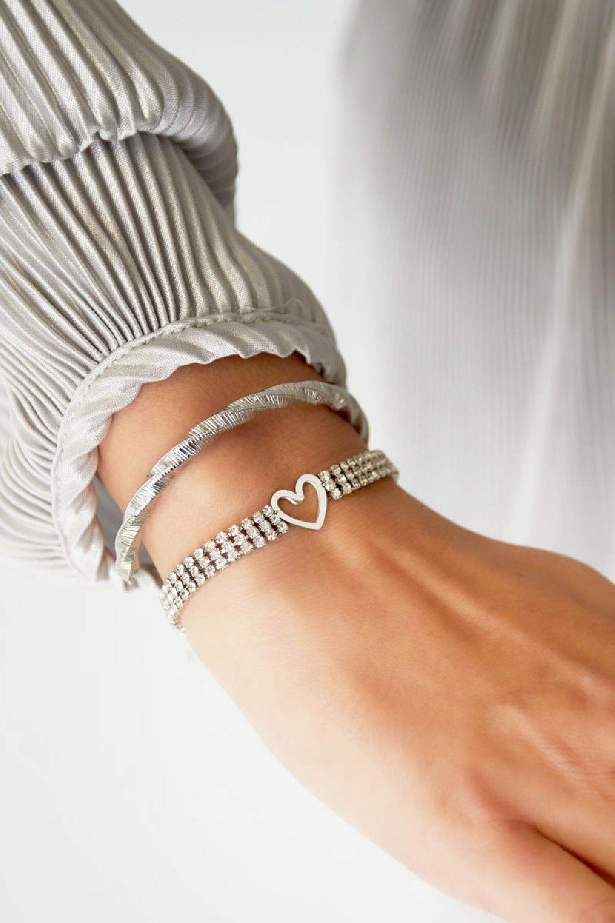 Pulsera corazón con circonita Color dorado Acero inoxidable h5 Imagen2