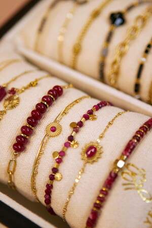 Bracelets affichage ensemble de bijoux coloré Couleur orange & Couleur or Acier inoxydable h5 Image2