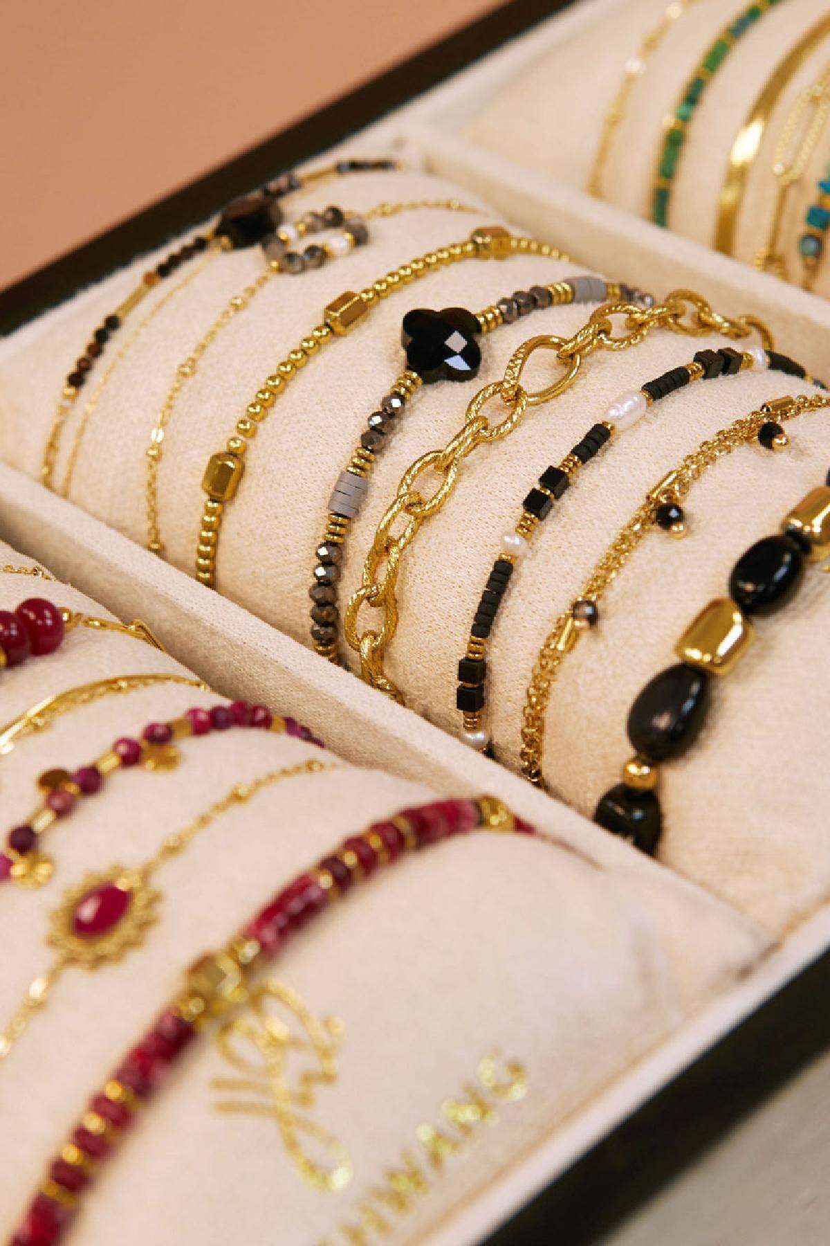 Armbänder zeigen Schmuckset Steine/Perlen Goldfarbe Edelstahl