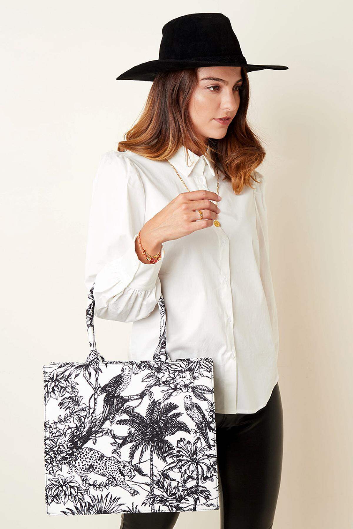 Borsa tote Jungle Black & White Polyester h5 Immagine4
