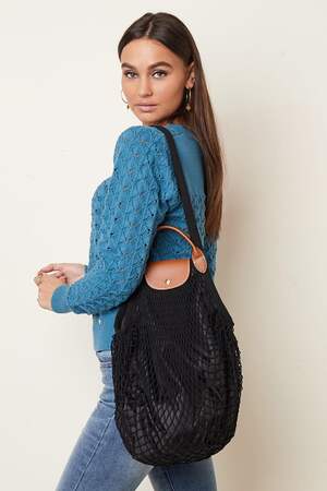 Trendiger Shopper mit Ledergriff Schwarz Baumwolle h5 Bild5