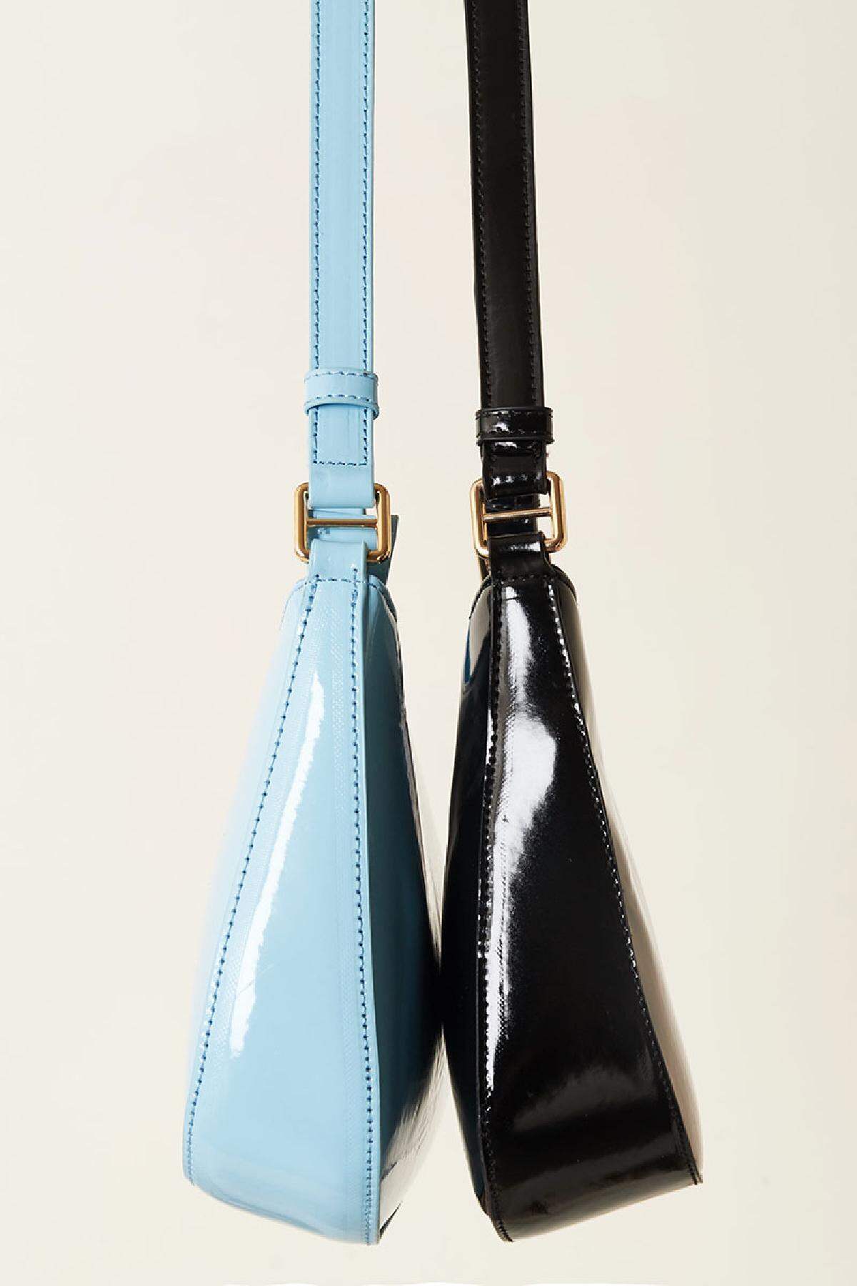 Handtasche in Lackoptik Hellblau Polyurethan h5 Bild7