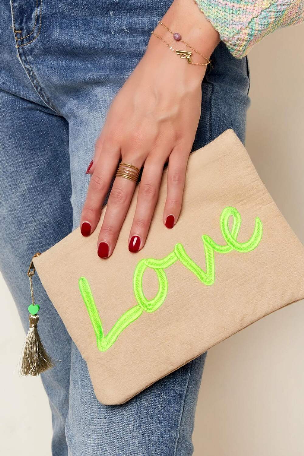 Schminktasche Liebe Grün Baumwolle h5Bild2