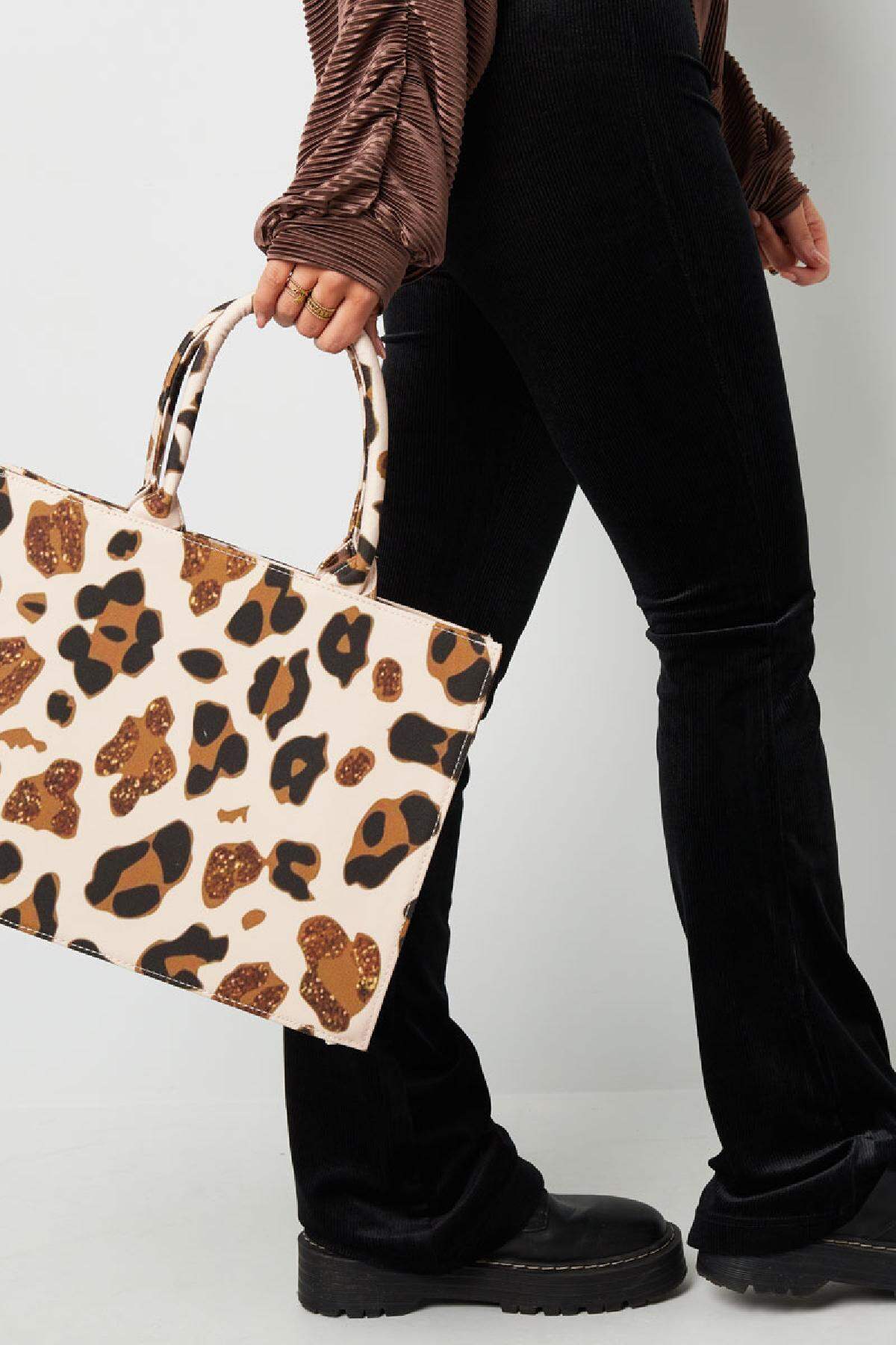 Tote bag animal print medium Black & Beige Polyester Picture3