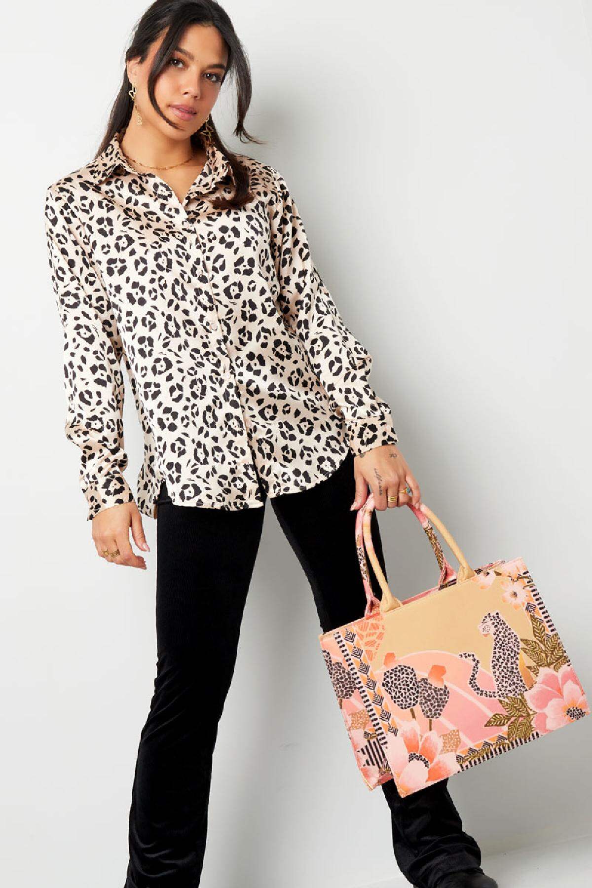 Shopper leopardo con flor mediano Multicolor Poliéster Imagen2
