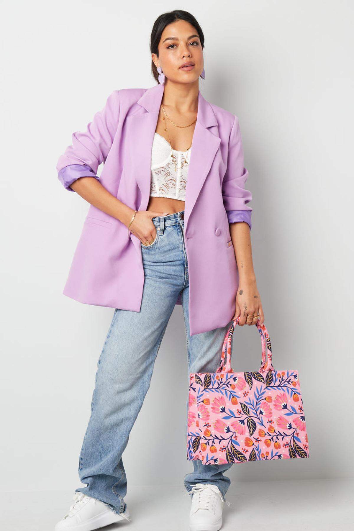 Shopper estampado floral rosa medio Rosa Multicolor Poliéster h5 Imagen2