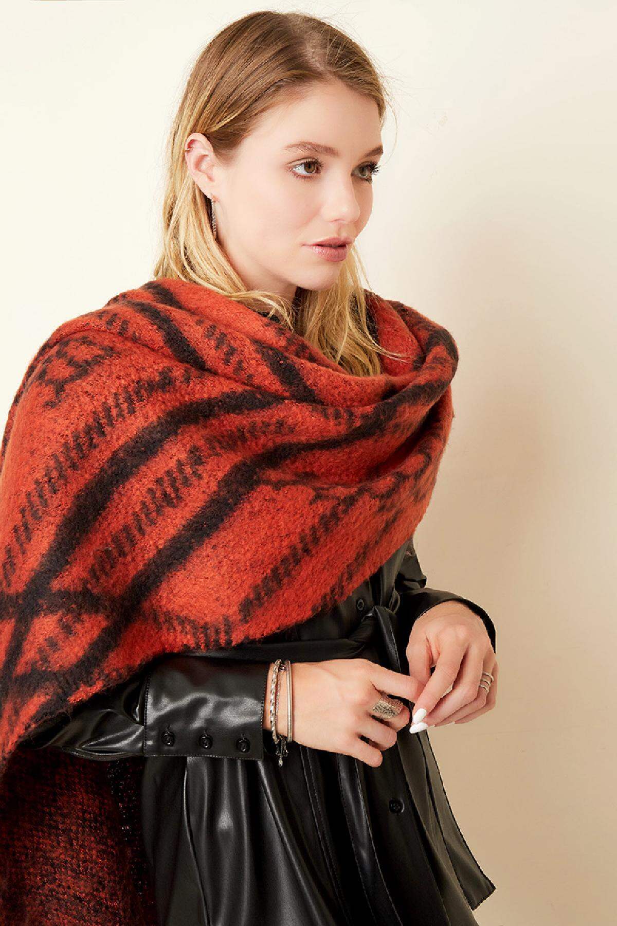 Wintersjaal Oranje Polyester Afbeelding4
