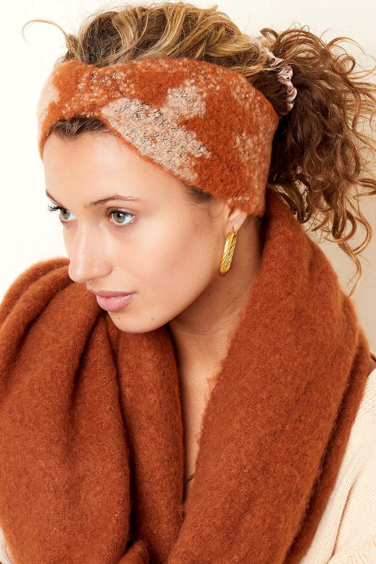 Winterstirnband Krawatte färben Camel Acryl Bild3