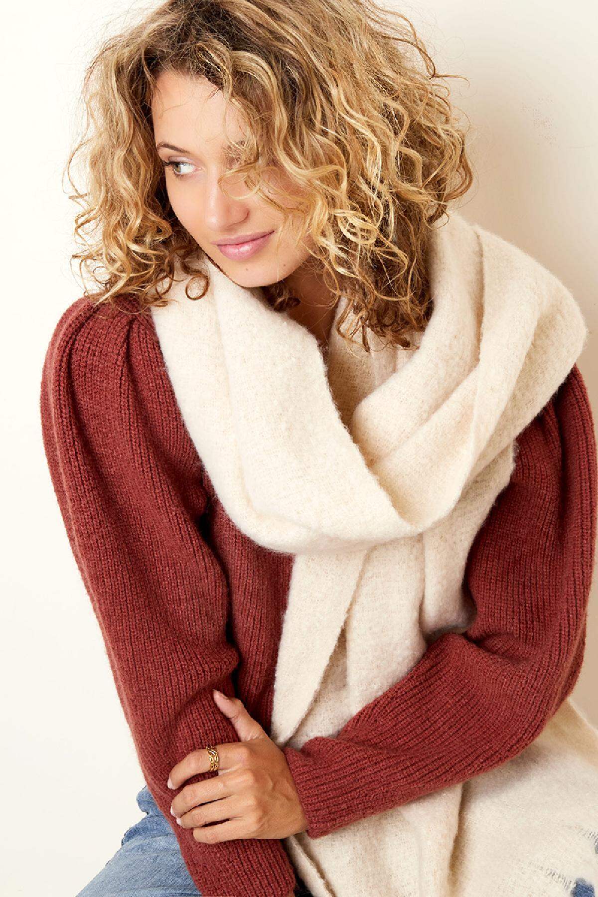 Écharpe d'hiver chaude couleur unie marron Polyester h5 Image10