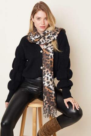 Scarf leopard Beige Polyester h5 Picture2