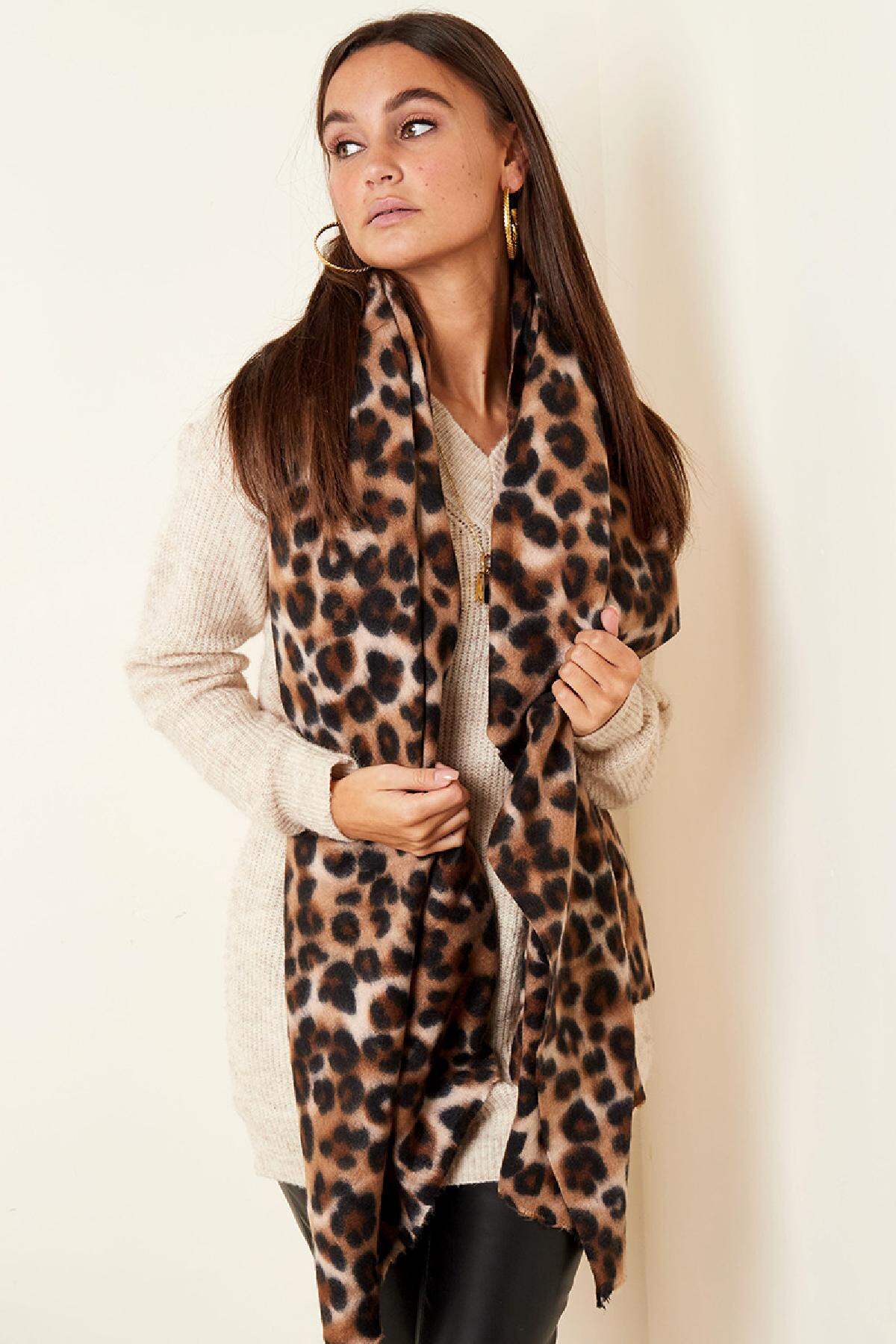 Schal mit Animal-Print Braun Polyester h5 Bild3
