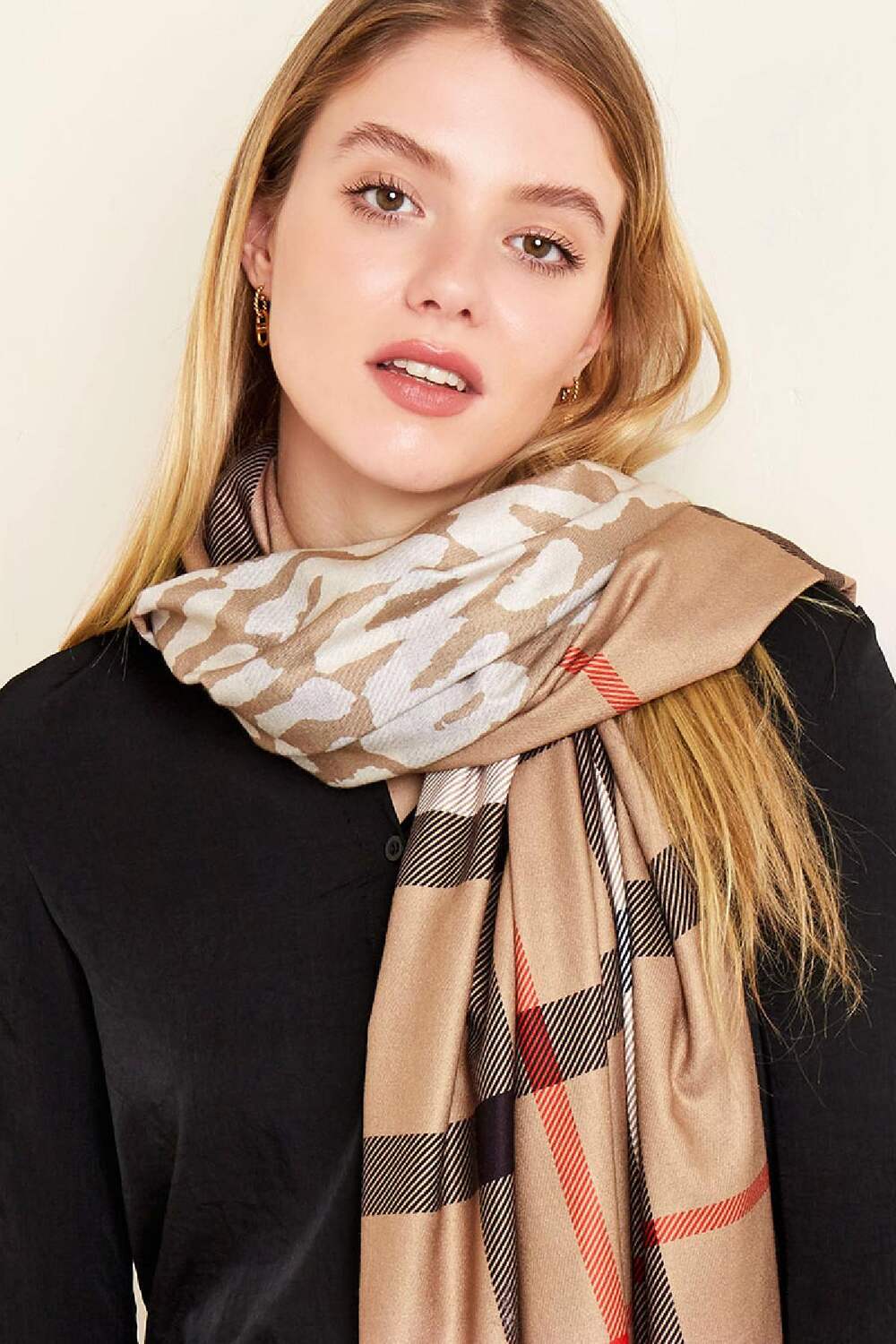Schal Burberry-Look Beige Polyester h5Bild3