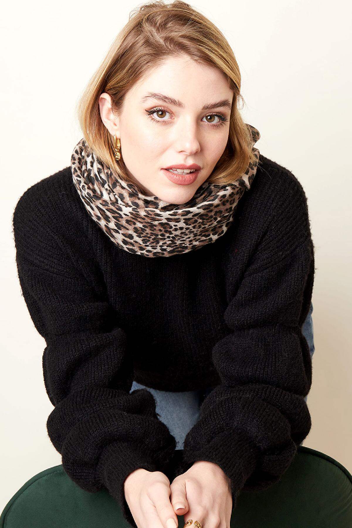 Thin Scarf leopard  Beige Polyester Picture4