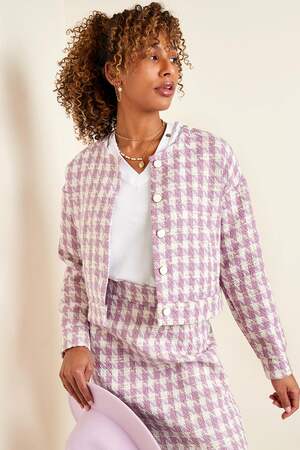 Jacket Pied de Poule print Purple S h5 Picture2