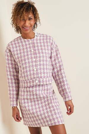 Jacket Pied de Poule print Purple S h5 Picture5