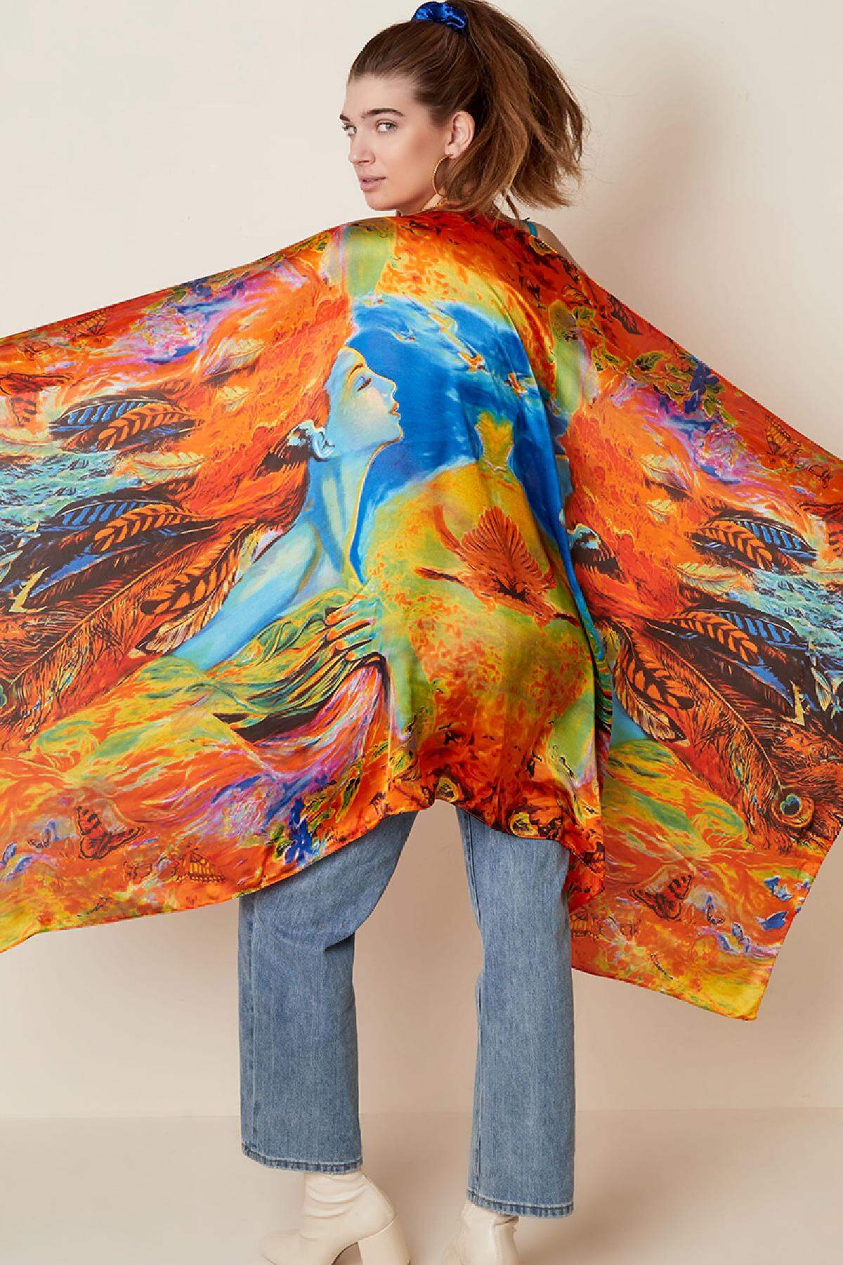 Kleurrijke zomersjaal natuur Multi Polyester h5 Afbeelding4