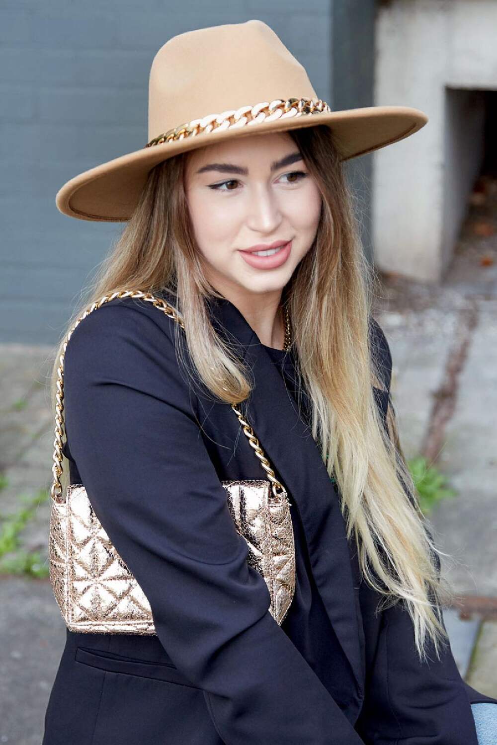 Fedora-Hut mit Kette Grün Polyester h5Bild4