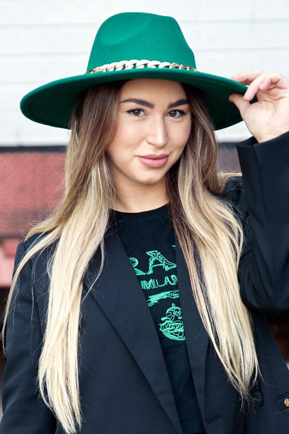 Fedora-Hut mit Kette Grün Polyester h5Bild3