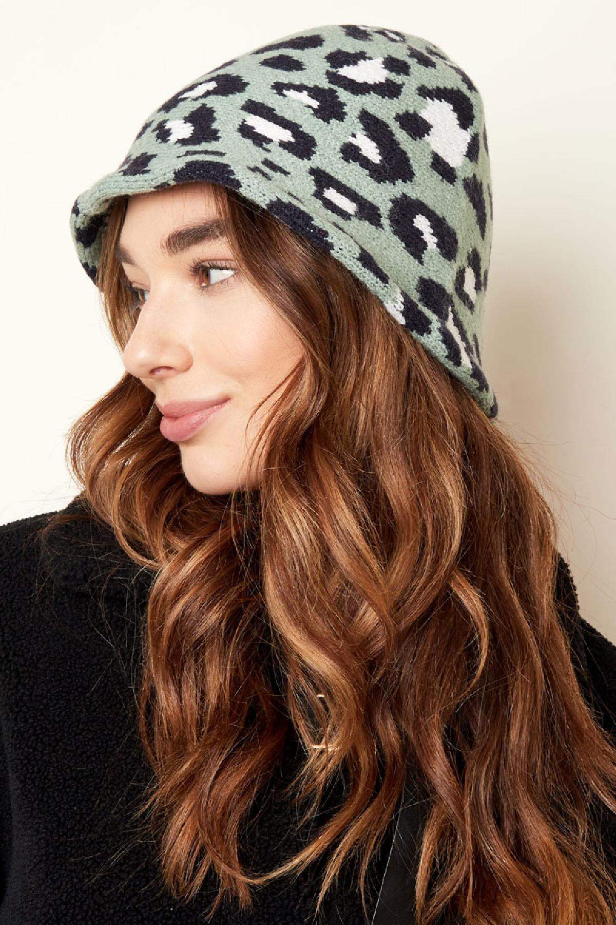 Gorro Pescador Animal Print Gris Acrílico h5 Imagen2