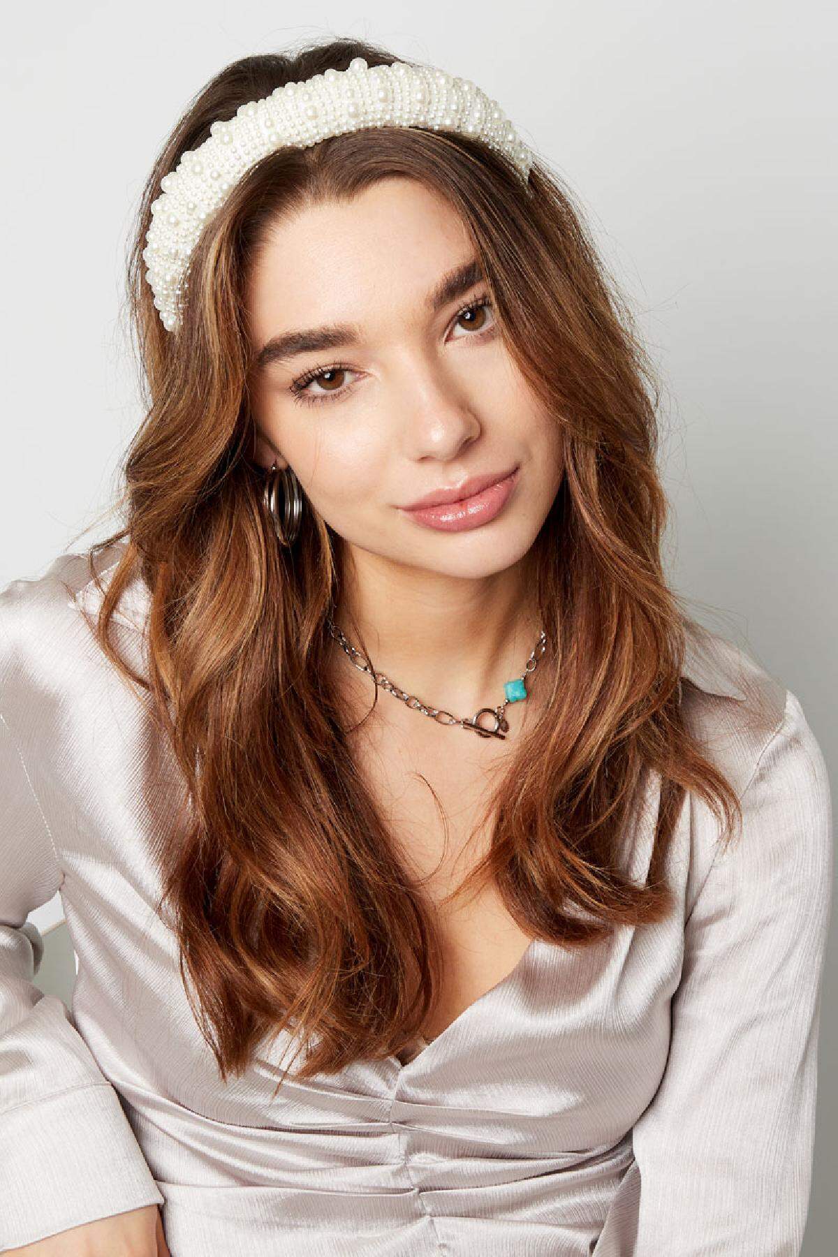 Diadema perlas Blanco Imagen2