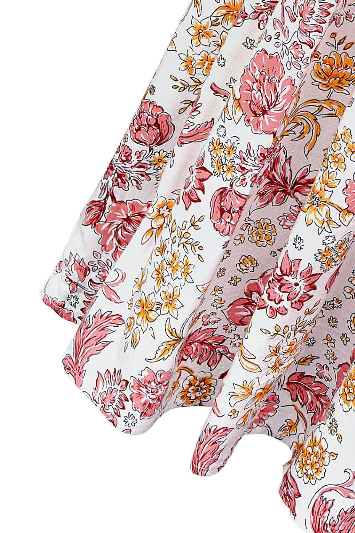 Vestido Maxi Vintage com flores Rojo S Imagen7