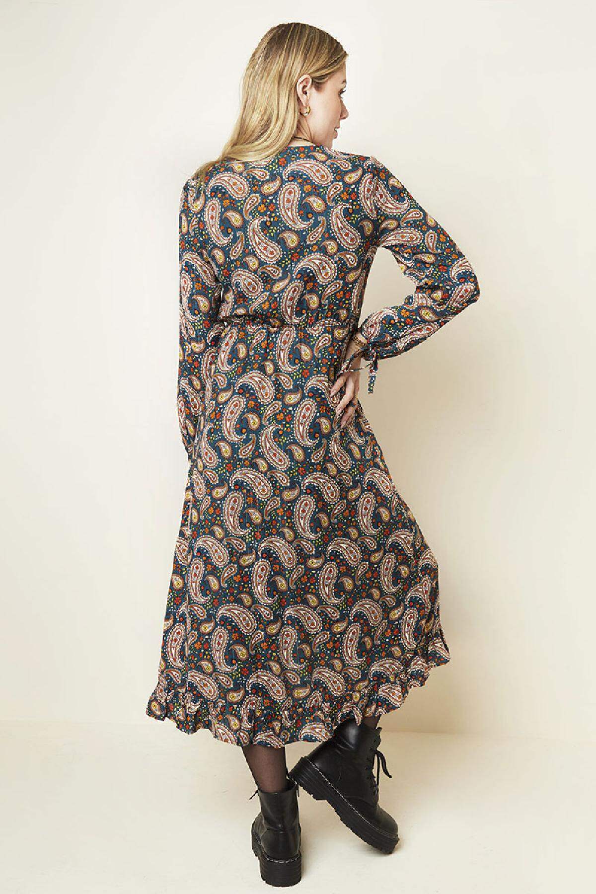 Jurk Paisley Print Donkerblauw S h5 Afbeelding3
