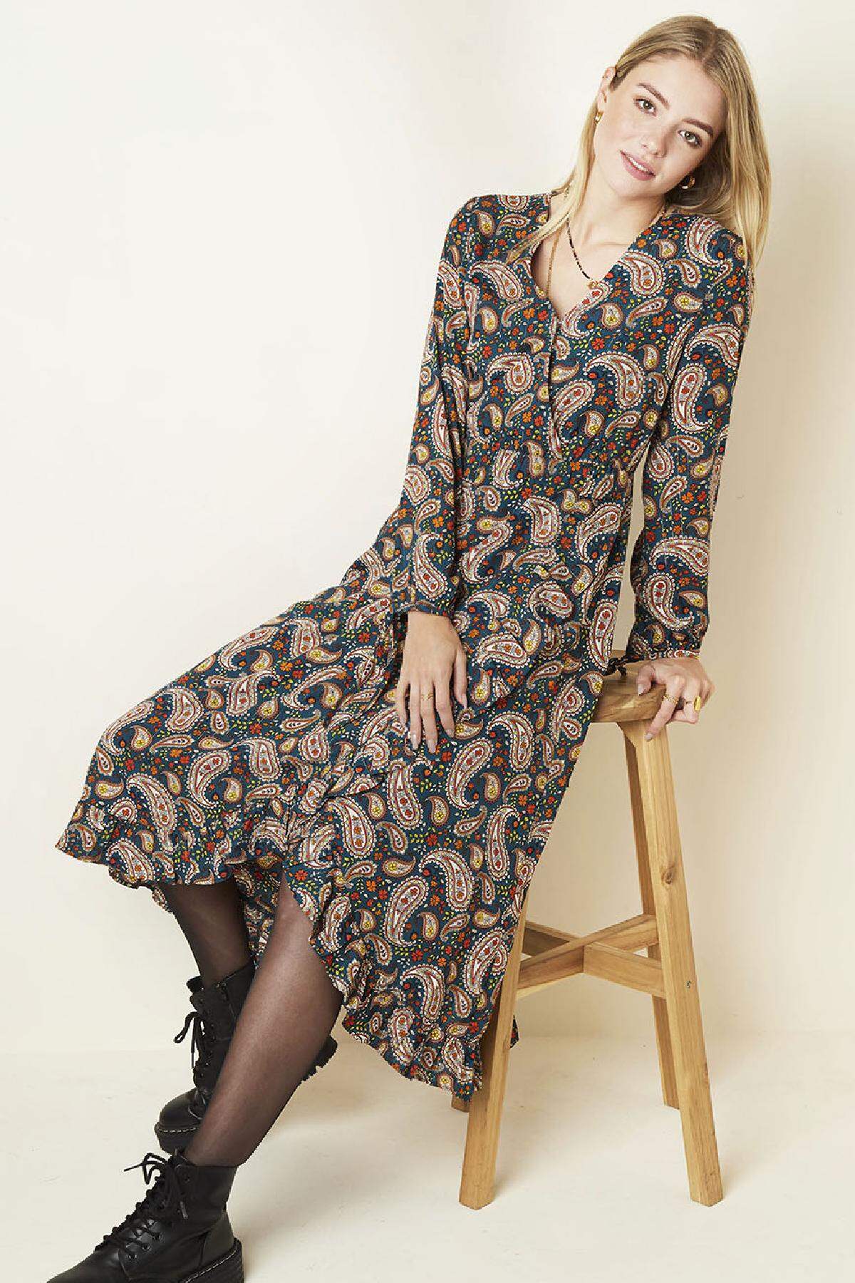 Jurk Paisley Print Donkerblauw S h5 Afbeelding2