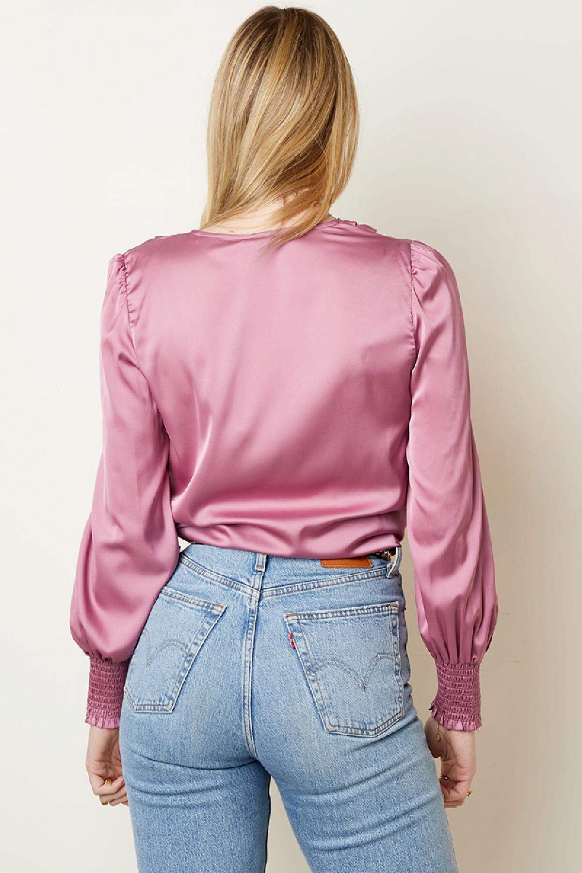 Bluse Satin-Feeling Grün S h5 Bild5