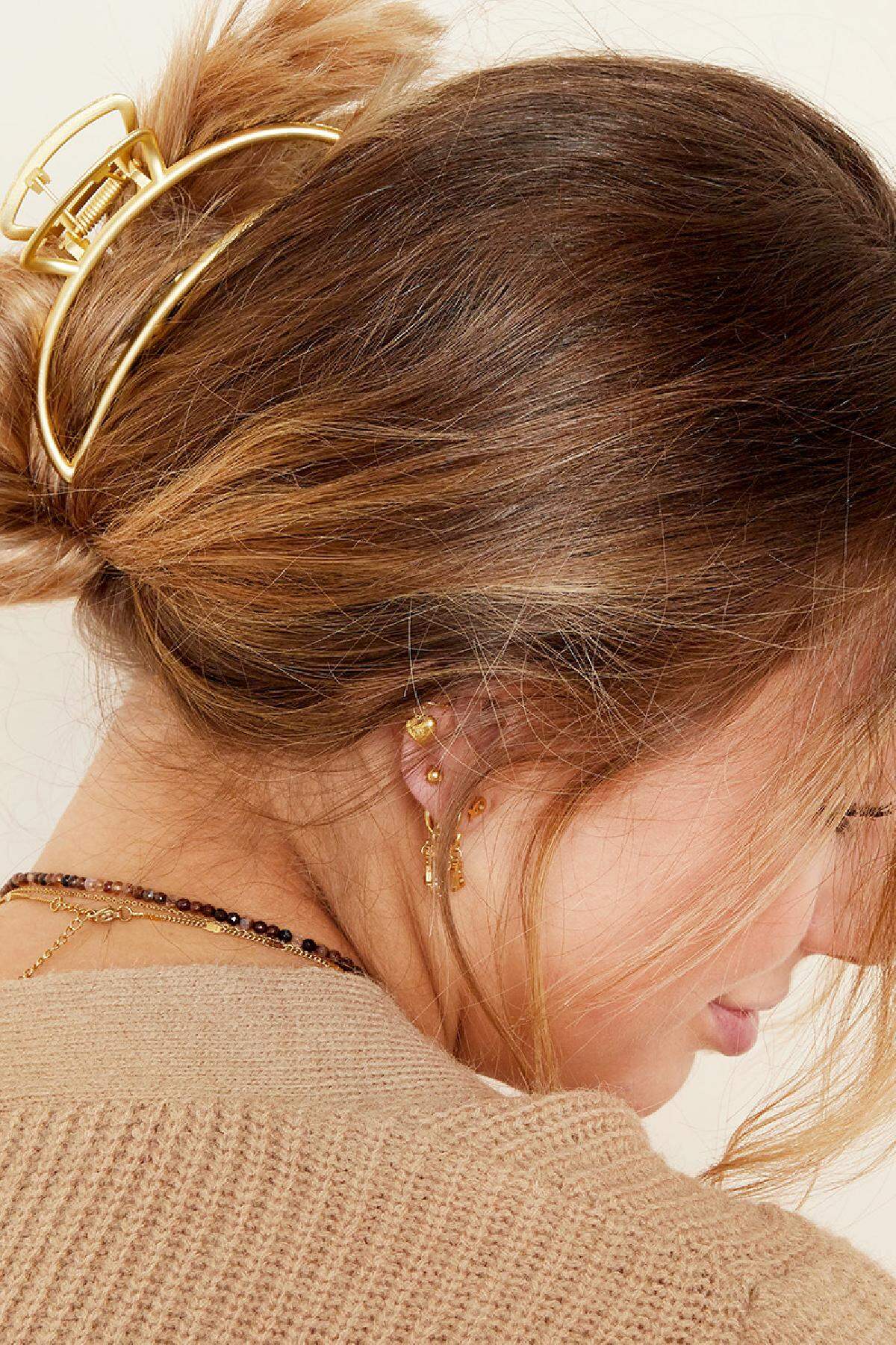 Large metal hair clip in gold color in the shape of a crescent moon Vintage gold 2