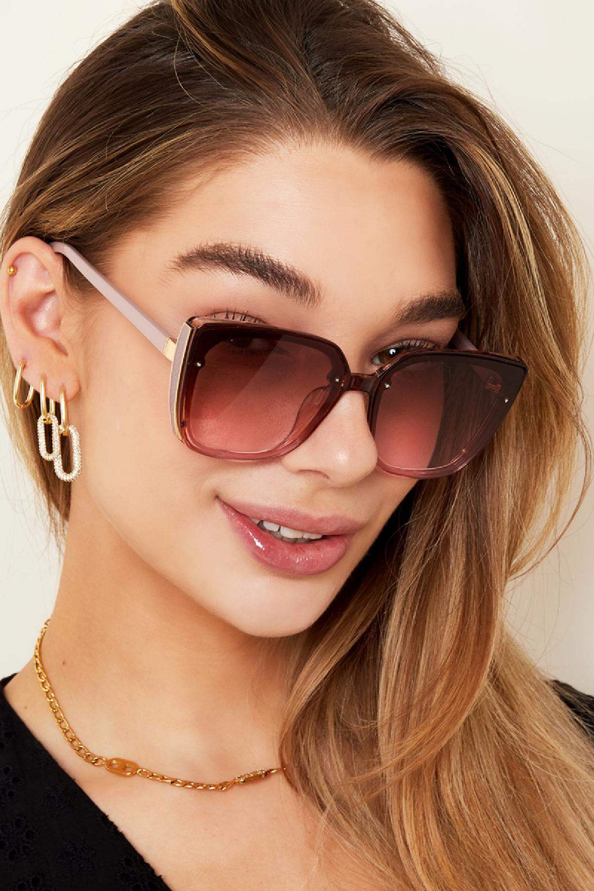 Braune Sonnenbrille mit großem Rahmen und dunkler Brille Kunststoff One size h5 Bild3