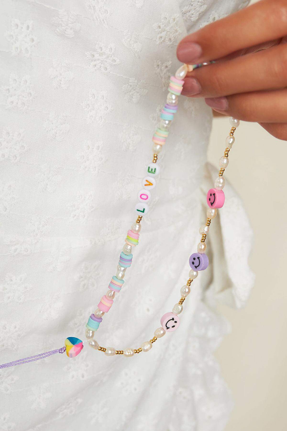 Kleurrijke ketting smiley Multi Plastic Afbeelding2
