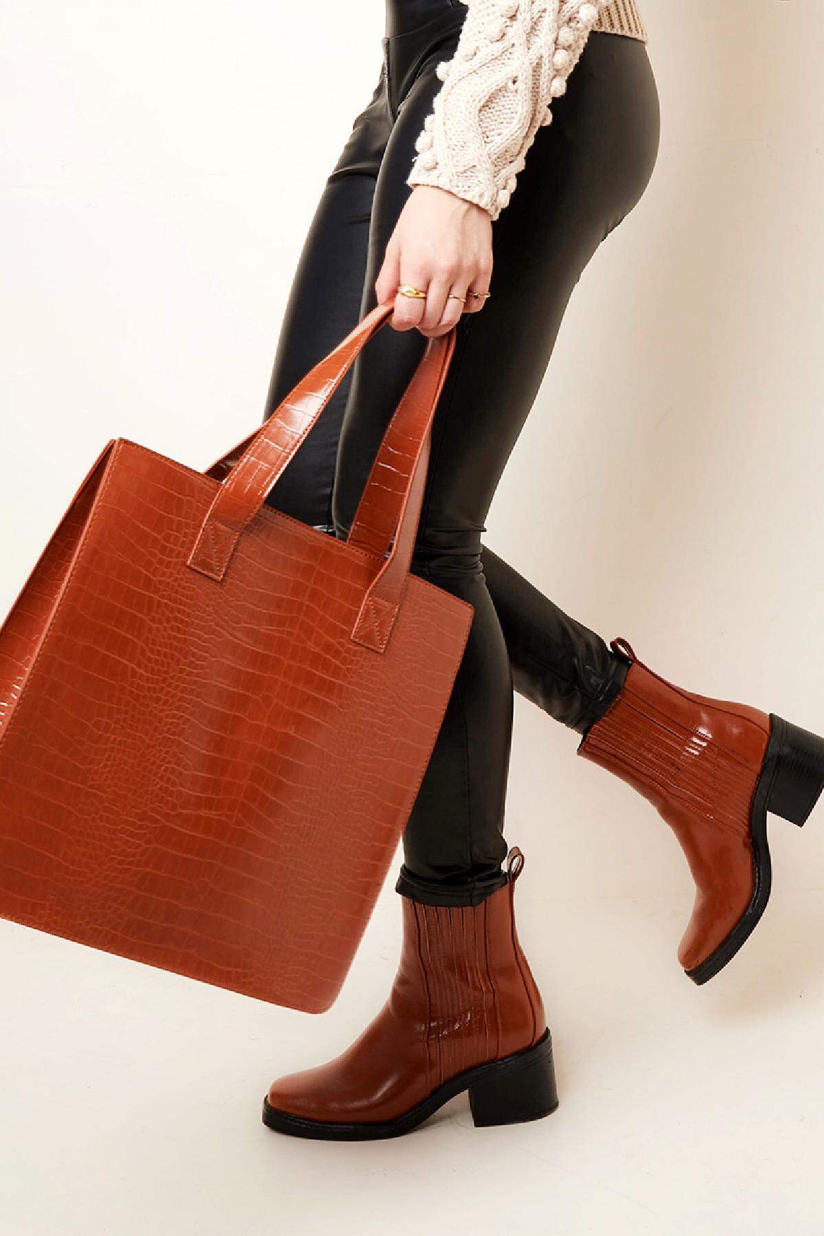 Borsa in pelle di coccodrillo Black PU Immagine2