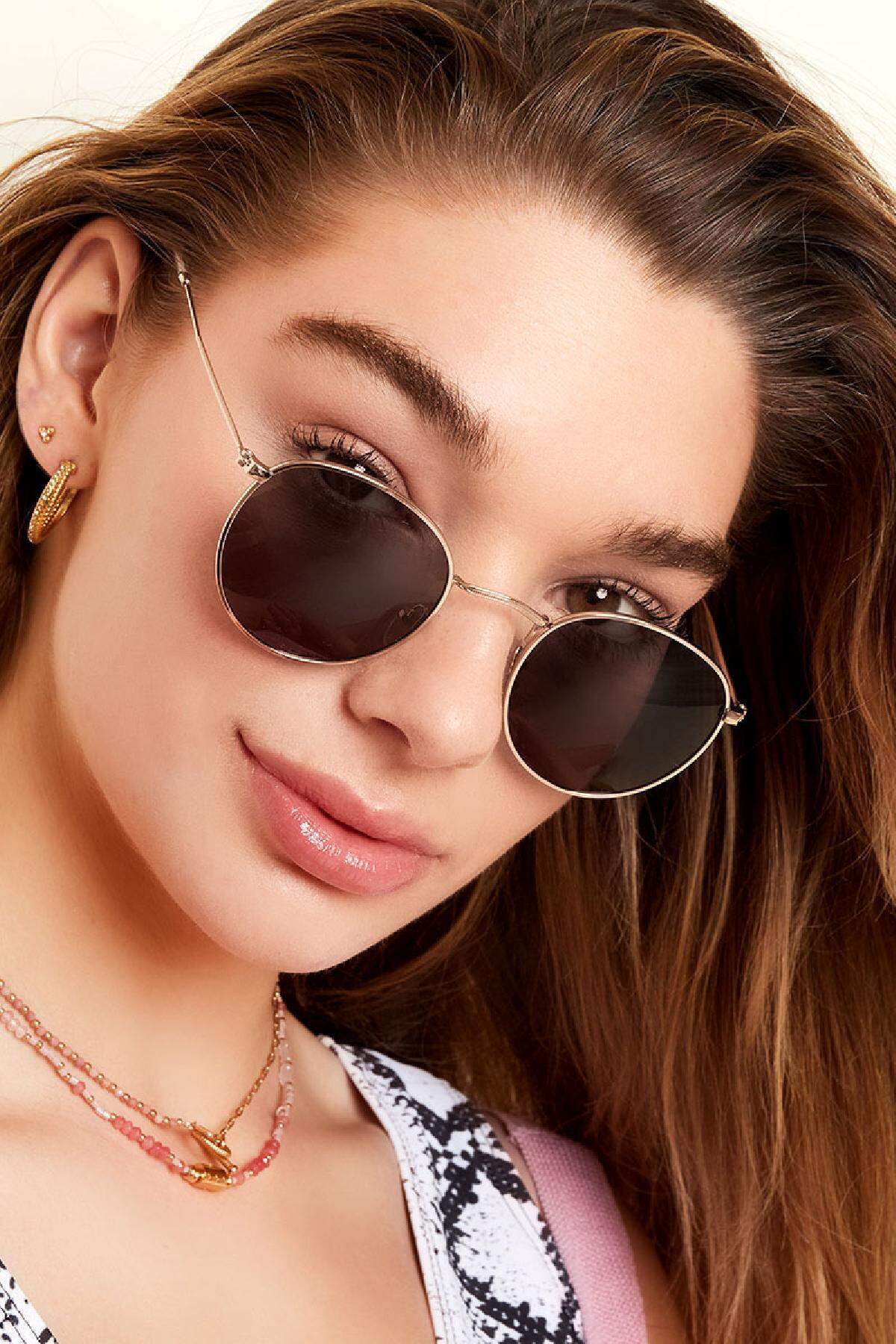 Sonnenbrille mit dünnem Rahmen Grau & Goldfarbe Metall One size Bild6