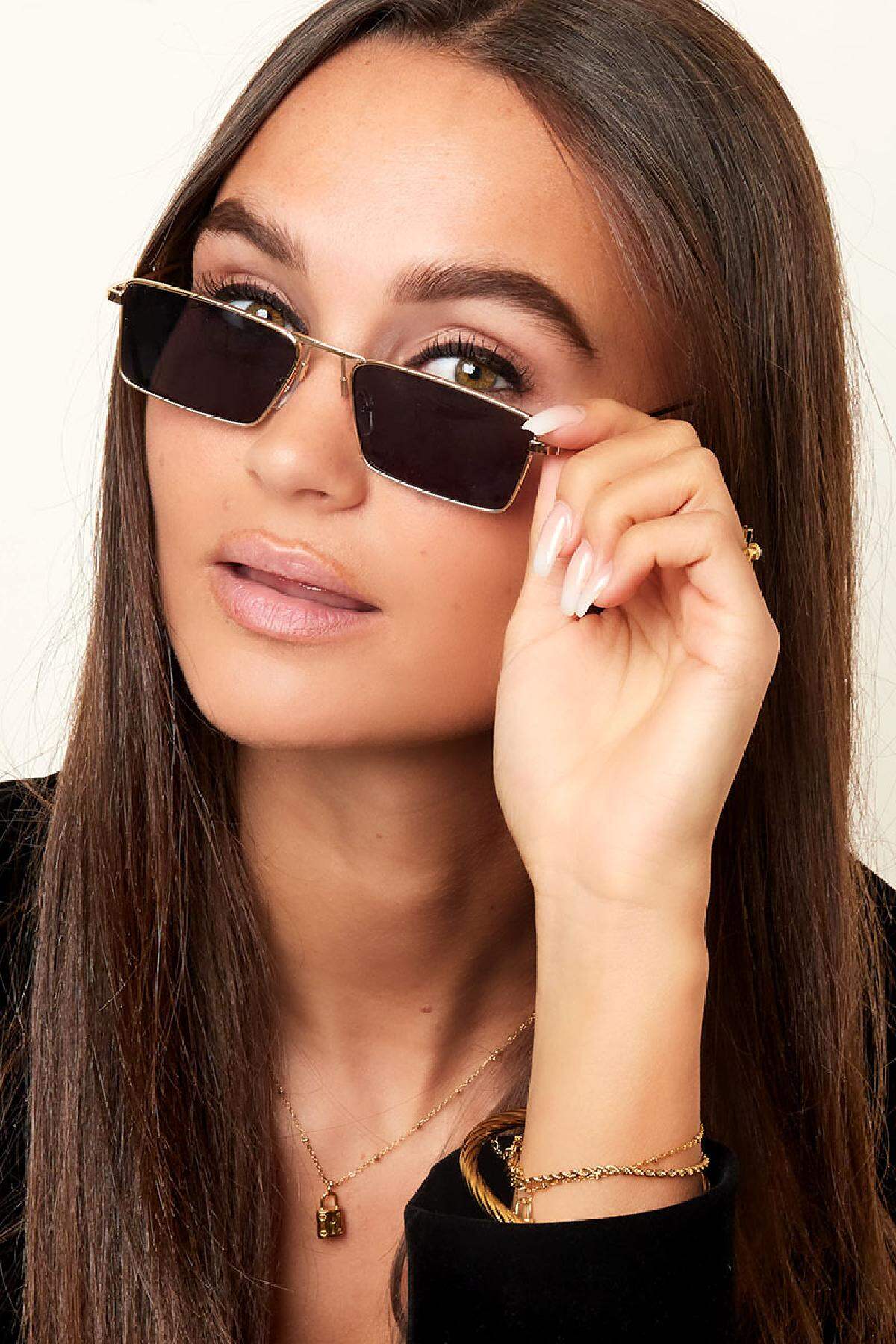 Retro-Vibes mit eckiger Sonnenbrille Grau & Goldfarbe Metall One size Bild3