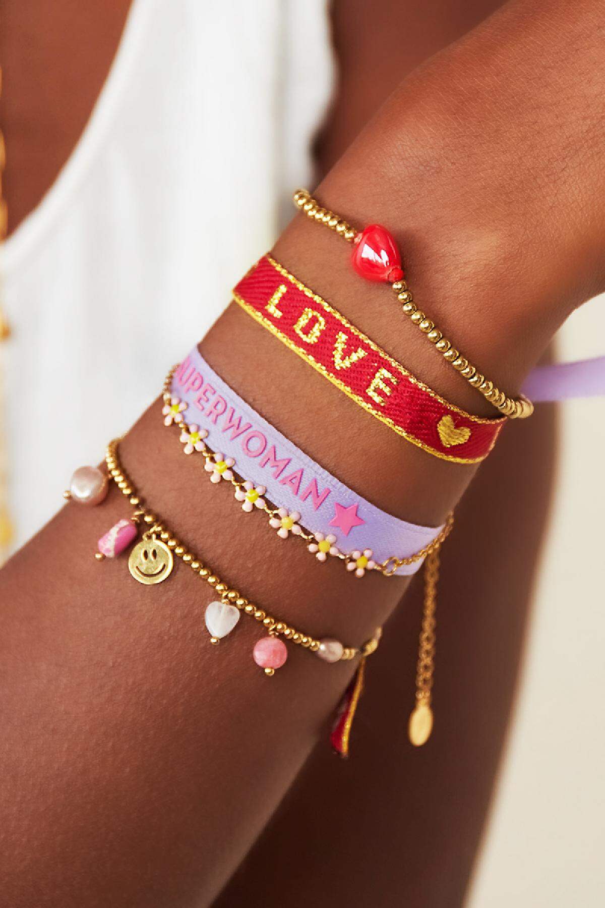 Bracelet ruban Love Rouge Polyester Image2